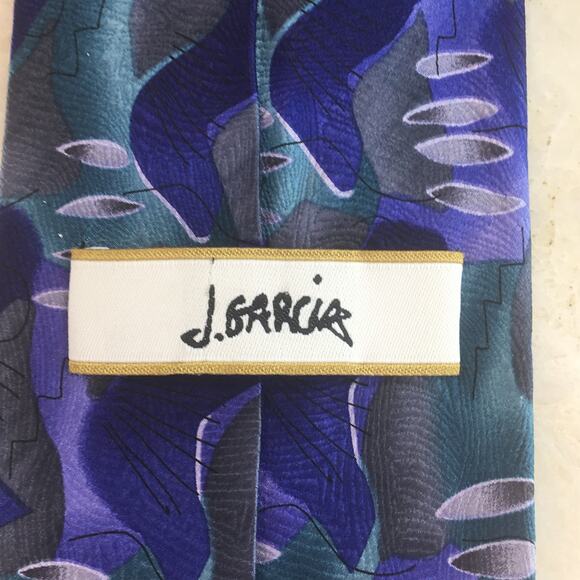 JERRY GARCIA BLUE ABSTRACT ALL SILK TIE - Picture 4 of 15